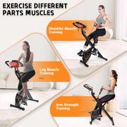 Folding Exercise Bike,Stationary Bikes For Home With 10DB Super-Silent,Foldable Exercise Bike With Adjustable MagneticResistance