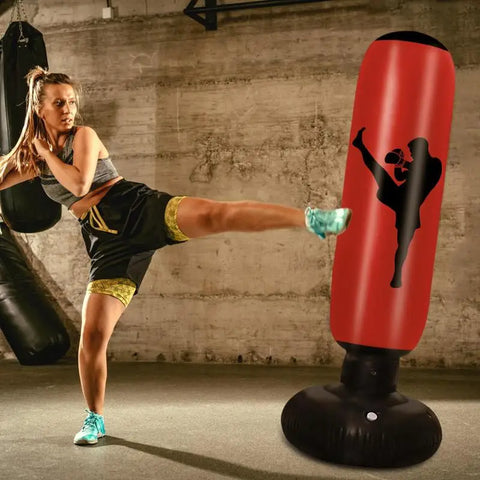 Adults Heavy Boxing Training Bag with Base Inflatable Punch Bag Standing Boxing Punching Bag for Indoor Outdoor Office