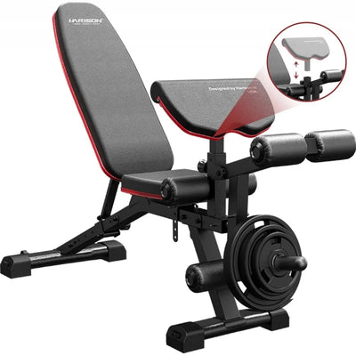 HARISON Adjustable Weight Bench with Leg Extension and Preacher Pad, Flat Incline Decline Exercise Bench for Home Workout Weight