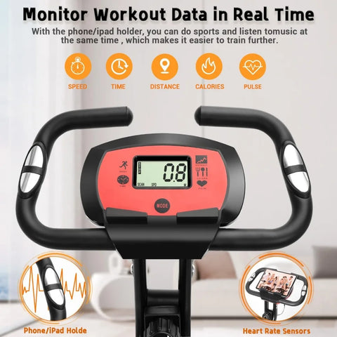 Folding Exercise Bike,Stationary Bikes For Home With 10DB Super-Silent,Foldable Exercise Bike With Adjustable MagneticResistance