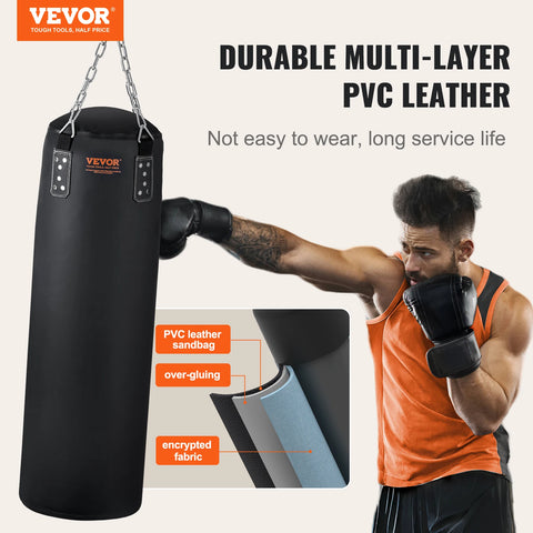 VEVOR Punching Bag for Adults Hanging Boxing Bag for MMA Karate Judo Muay Thai Kickboxing Boxing Home Gym Training (Unfilled)