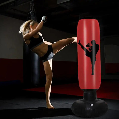 Adults Heavy Boxing Training Bag with Base Inflatable Punch Bag Standing Boxing Punching Bag for Indoor Outdoor Office